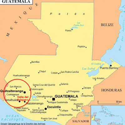 Guatemala political map with highlighted valley
